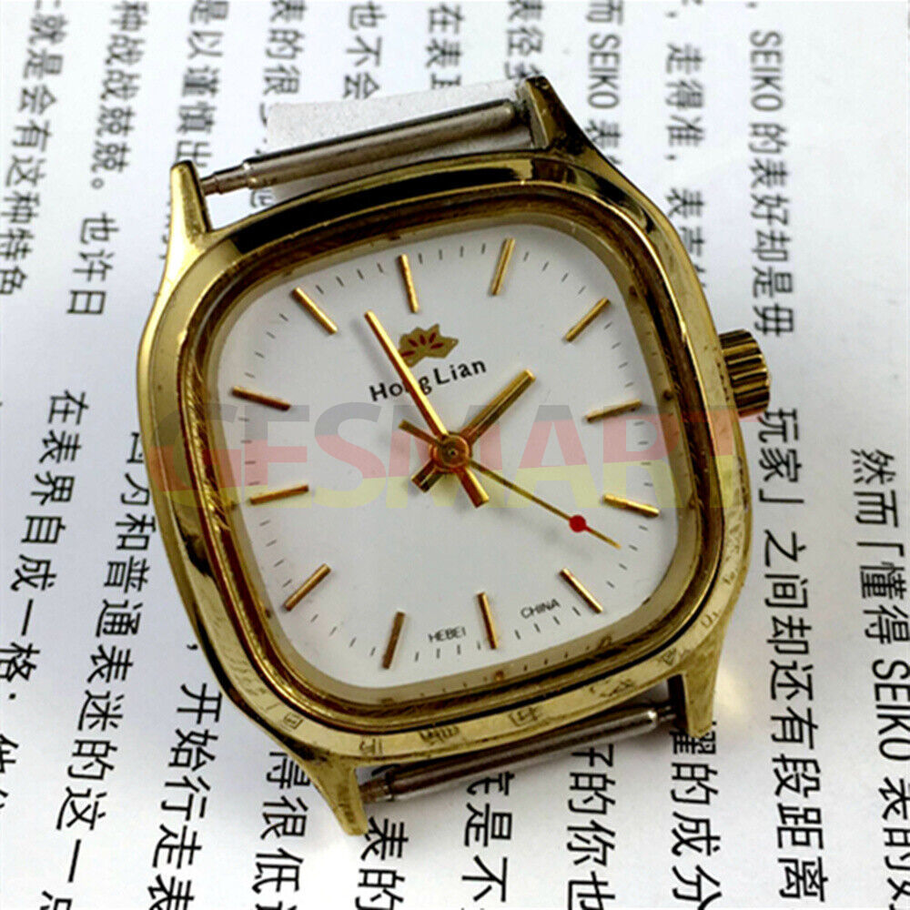 HONGLIAN Manual Mechanical Watch Golden Nail Square Golden Case White Dial
