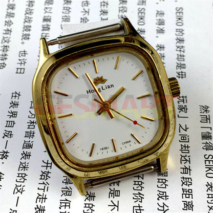 HONGLIAN Manual Mechanical Watch Golden Nail Square Golden Case White Dial