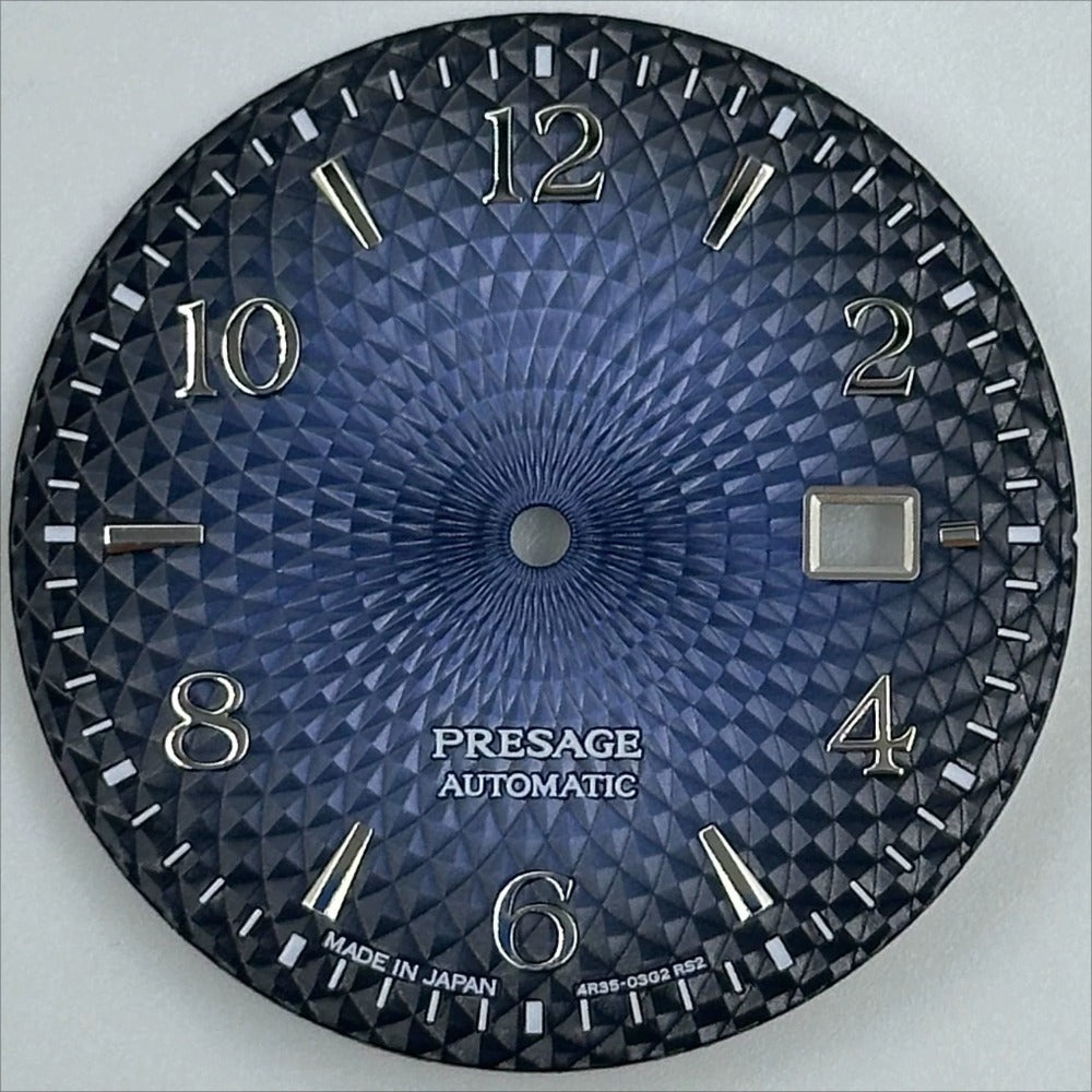 Gradual Blue 35mm Silver Nail Datejust dial, designed for NH35 NH36 watch movements, elegant accessory.