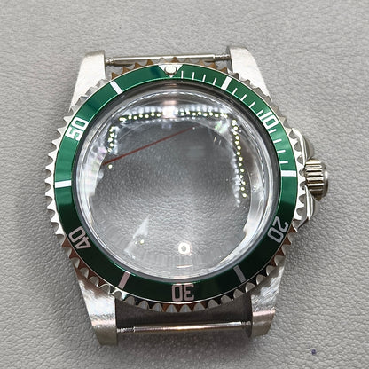 38mm Green Bezel Diving Watch Case Sapphire For NH34/35/36/38 NH70 For Retro SUB