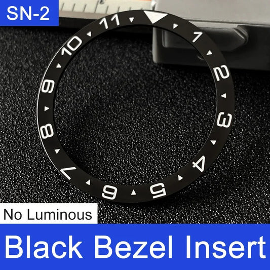 White Font 38mm No Lume Black Flat Ceramic Watch Bezel For Skx009 Skx007 Skx011