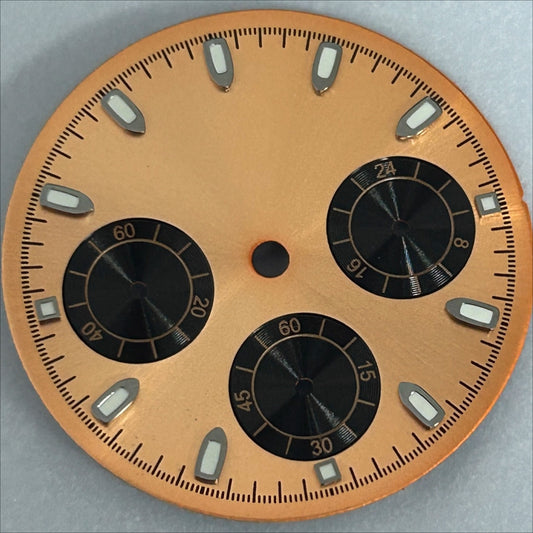 29.8mm Rose Golden No Logo Watch Dail Fit For VK63 Movement Silver Nail