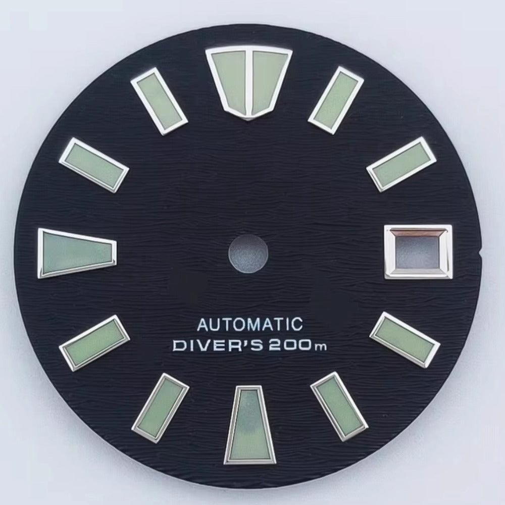 29mm Green Lume Black Watch Dial Fit For NH35 NH36 Movement No Logo