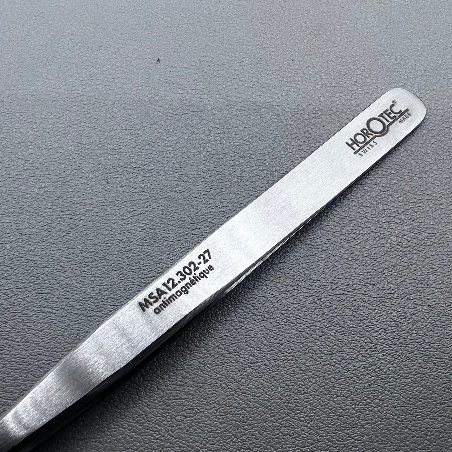 Swiss Horotec MSA12.302-27 strong pointed tweezers for precise stone handling in watch accessories
