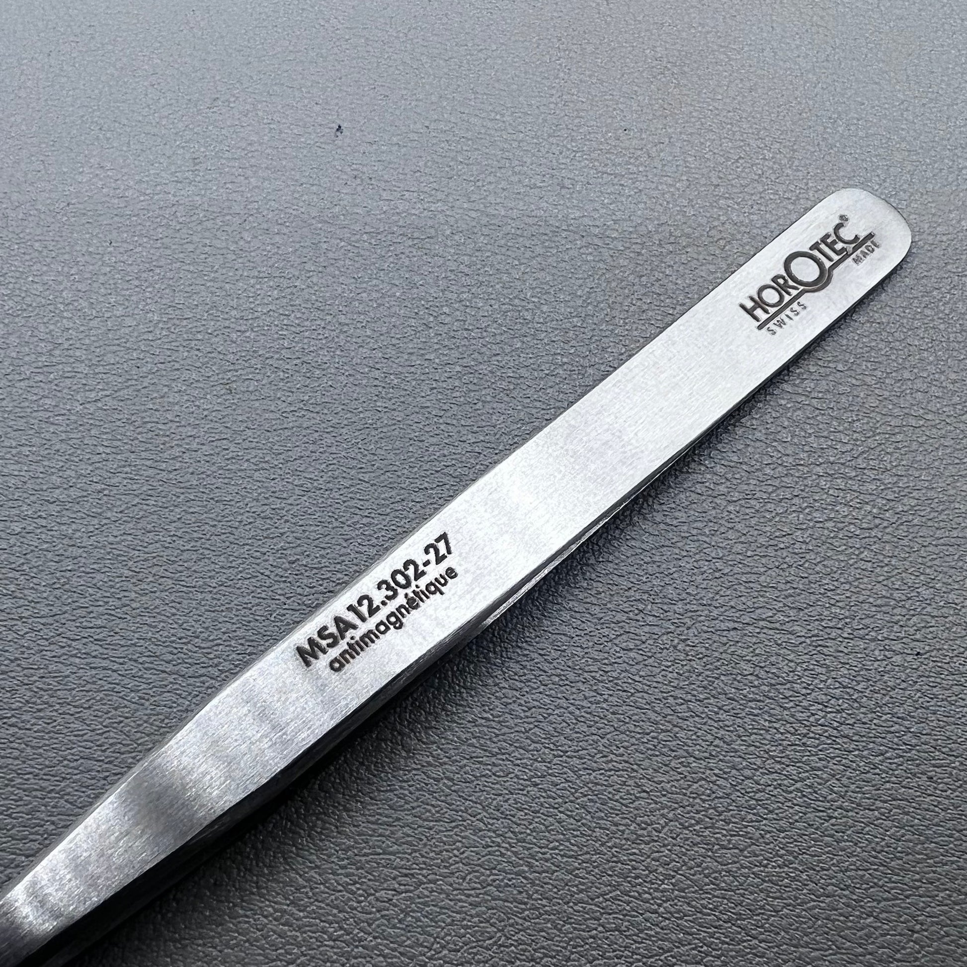Swiss Horotec MSA12.302-27 strong pointed tweezers for precise stone handling in watch accessories