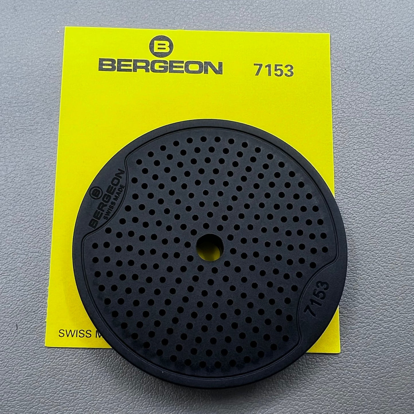 Bergeon 7153 Swiss-made base support holding watch dials securely for precise watchmaking tasks