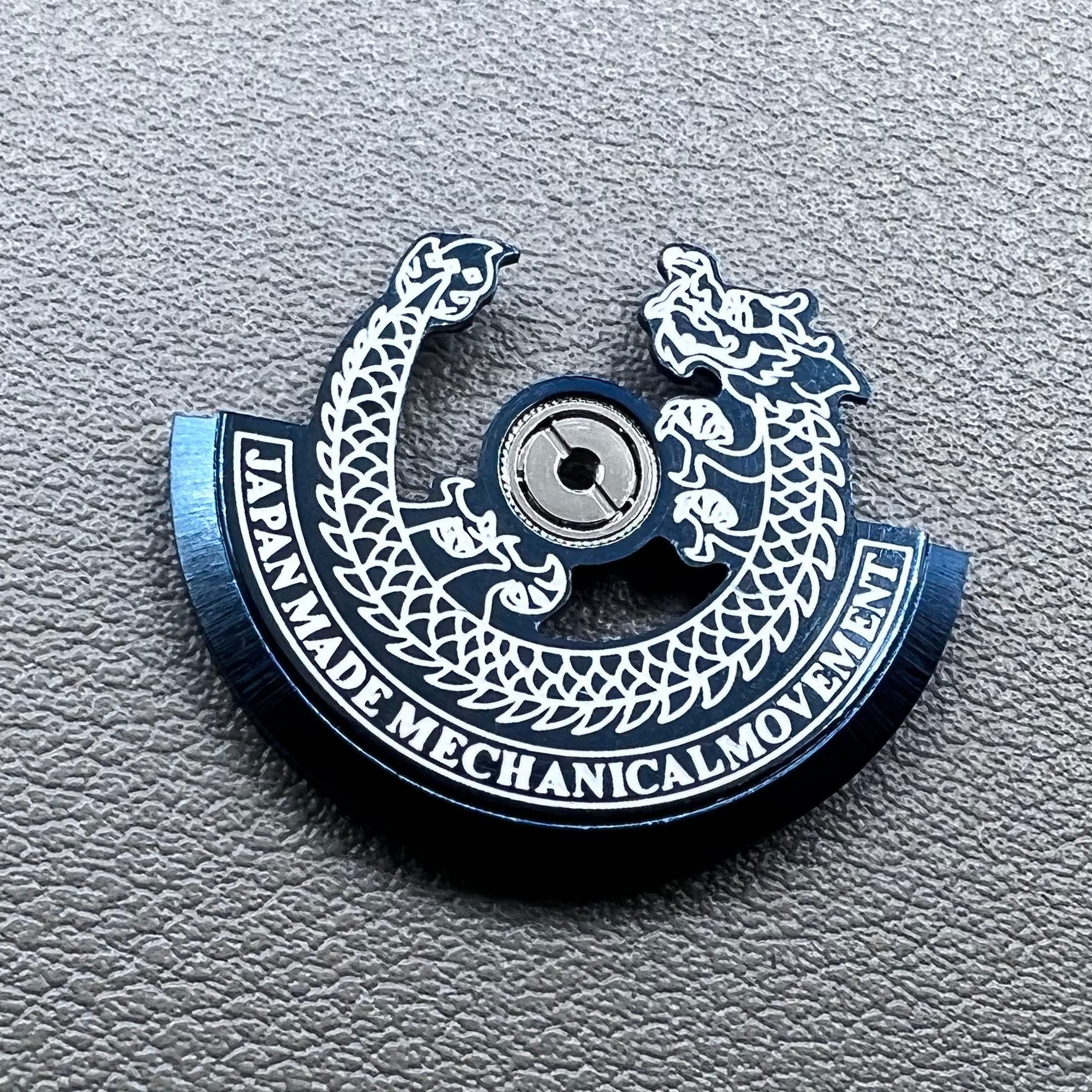 Blue Dragon silver carved rotor for NH35 NH36 watch movement, enhancing precision and style.