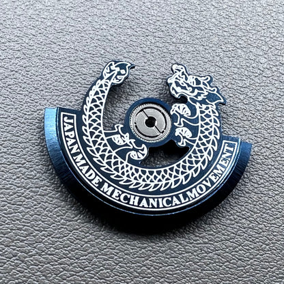Blue Dragon silver carved rotor for NH35 NH36 watch movement, enhancing precision and style.