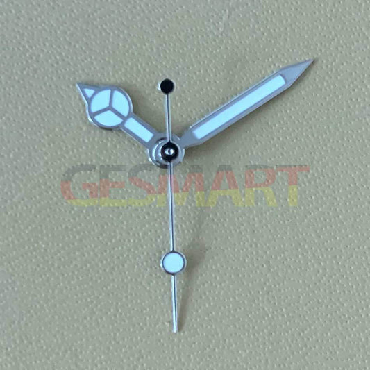 Green luminous watch hands set for NH35A/NH36A movement, includes 3 hands in 8/12/12.5mm sizes.