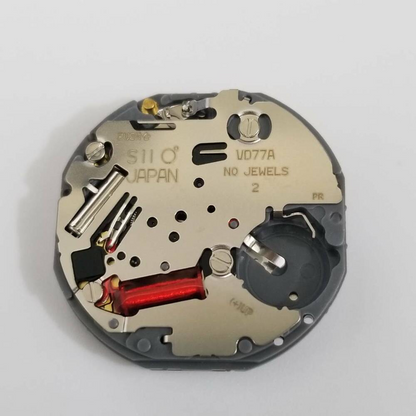 SII VD77 quartz watch movement component by Seiko for accurate timekeeping and repairs.