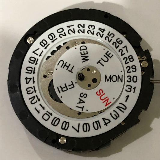 Japan-made Miyota 6S00 quartz watch part with 6 hands, day-date function for precise timekeeping.