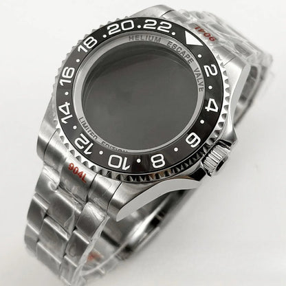 44mm Black Blue GMT Ceramic Bezel Watch Case for Deep SEA for NH34 NH35 NH36