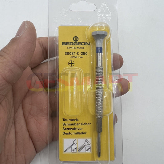 Bergeon 30081-C-250 ergonomic 2.50mm Phillips screwdriver for precise watch accessory repairs