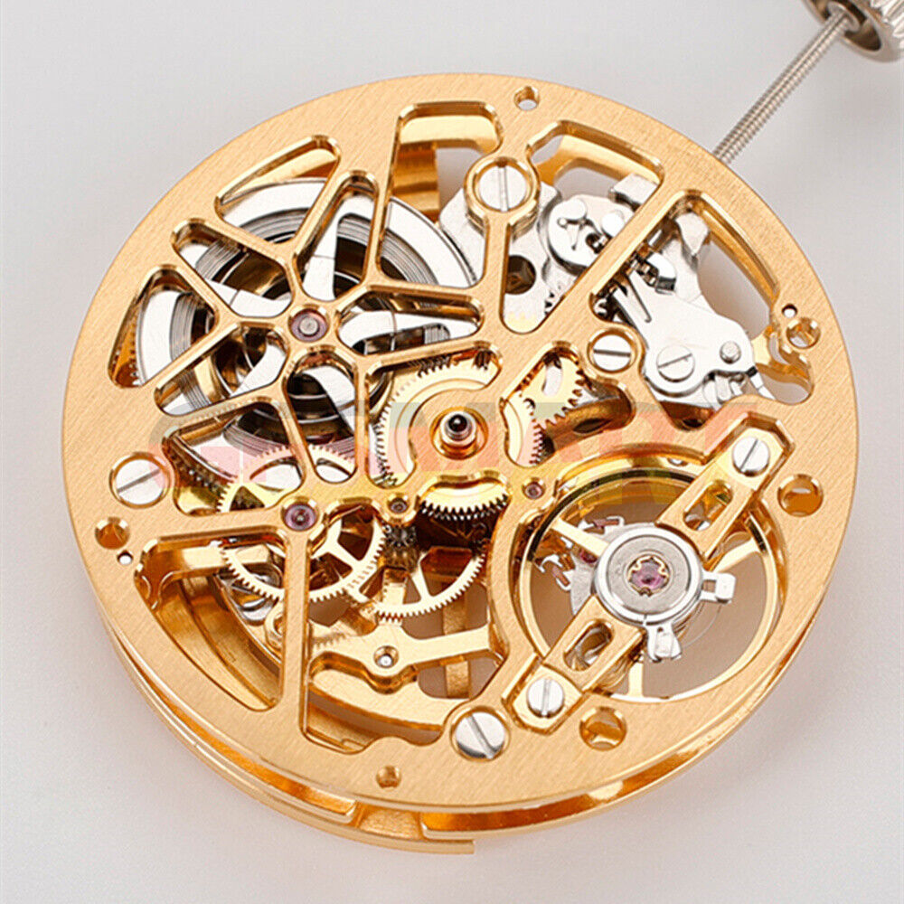 HZ1A02A watch accessory featuring silver, gold, and black hollow automatic mechanical movement by China Made, ideal for enhancing luxury watches.