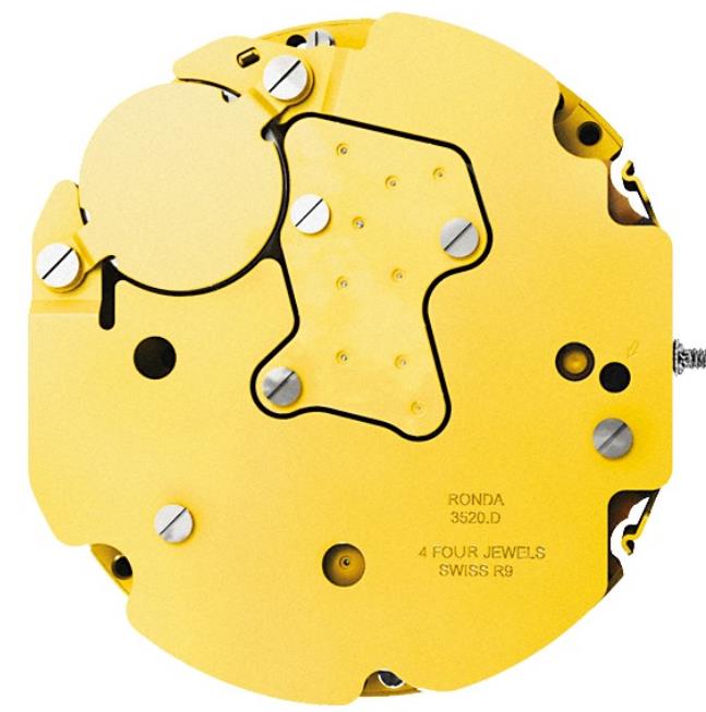 Ronda 3520D quartz watch movement with precise timekeeping, durable design enhancing watch performance.