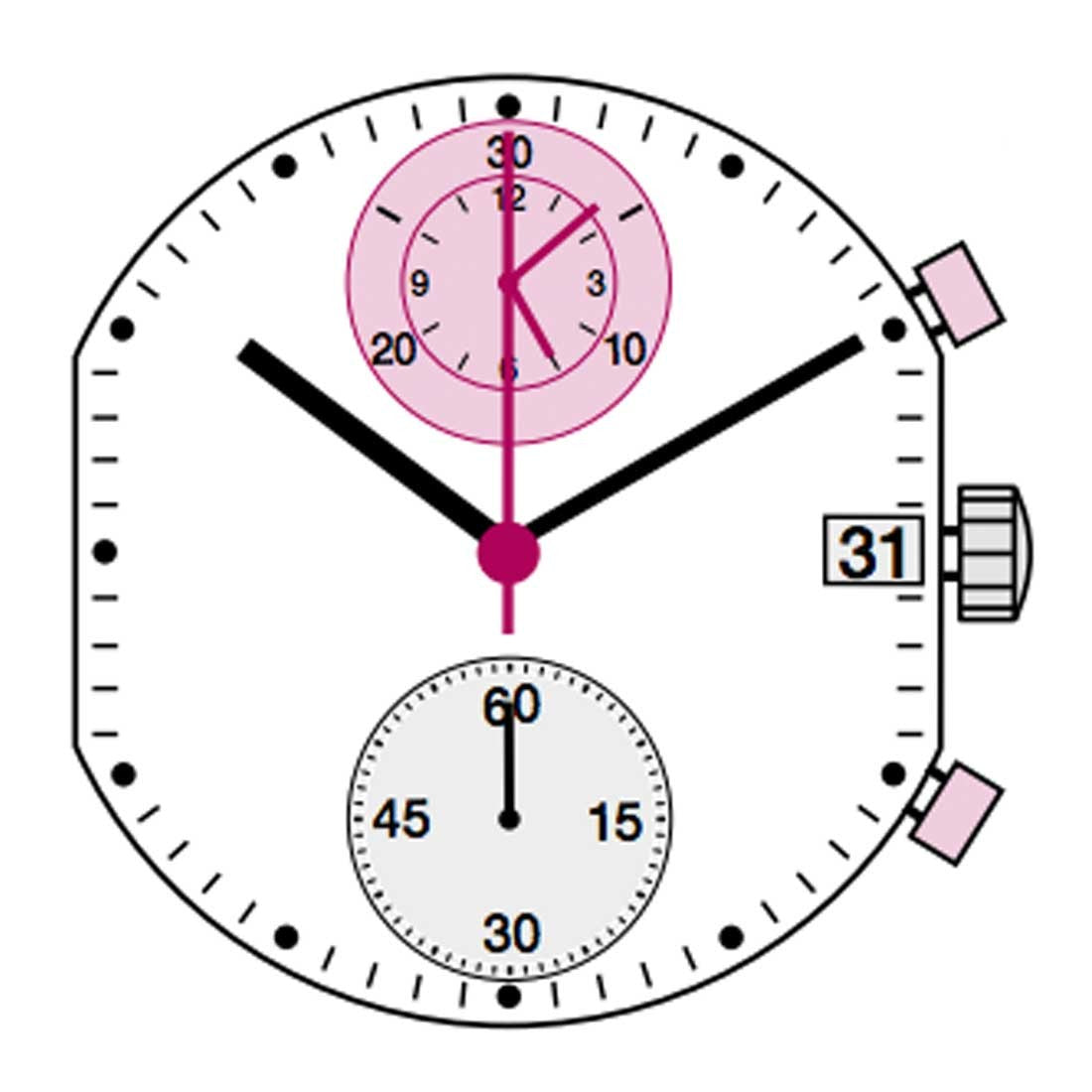 Ronda 3520D quartz watch movement showcasing precise timekeeping and durable design by Ronda.