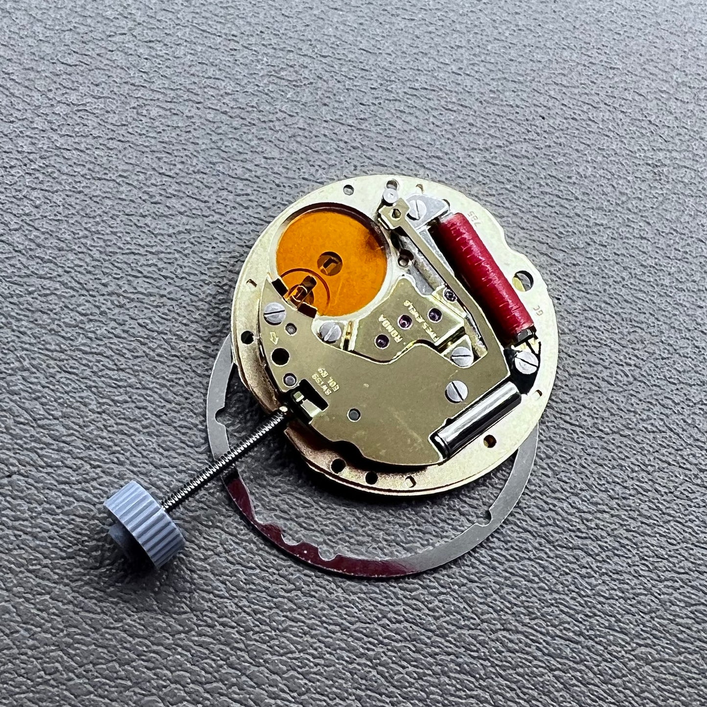 Swiss RONDA 785 Calendar Quartz Movement Golden Plated Date@3