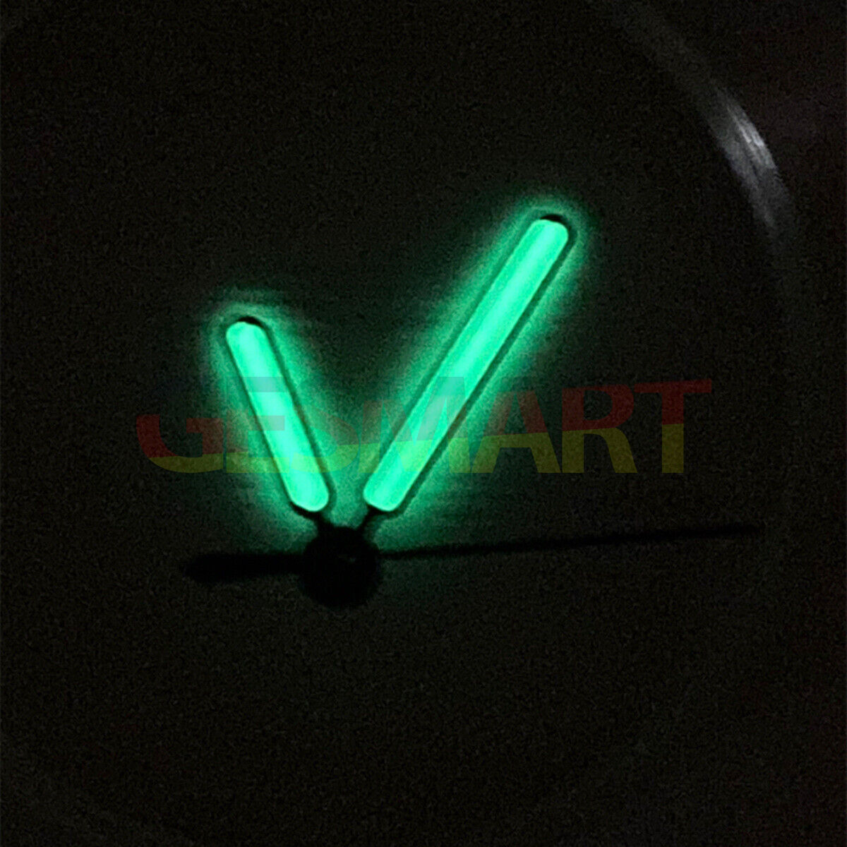 Set of 3 green luminous watch hands with black trim for NH35 NH36 SKX007 SBBN movements, ensuring clear readability and stylish design.