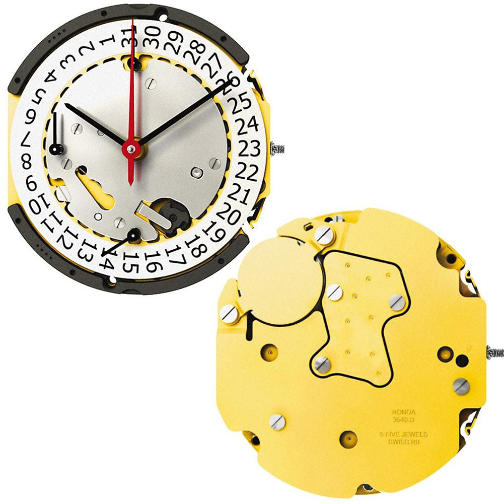 Ronda 3540D quartz watch movement by Ronda, precise timekeeping for watch repairs and accessories.