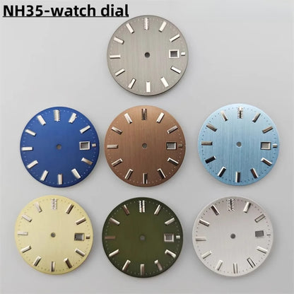 32.5mm Dial Vertical Line Texture Surface Single Calendar Date No Lume for NH35