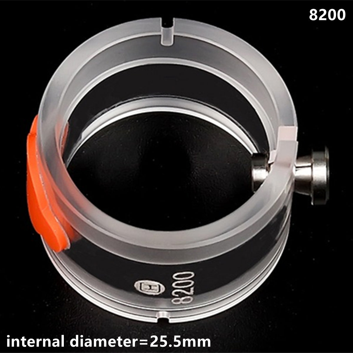 Plastic movement holder with knob for Miyota 8200 watch repairs, secure grip.