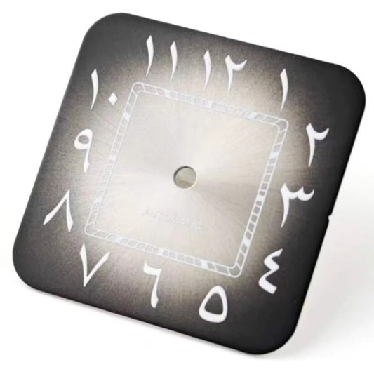 27mm light grey Arabic dial for Santos watch, compatible with NH35 movement, no calendar, elegant design.