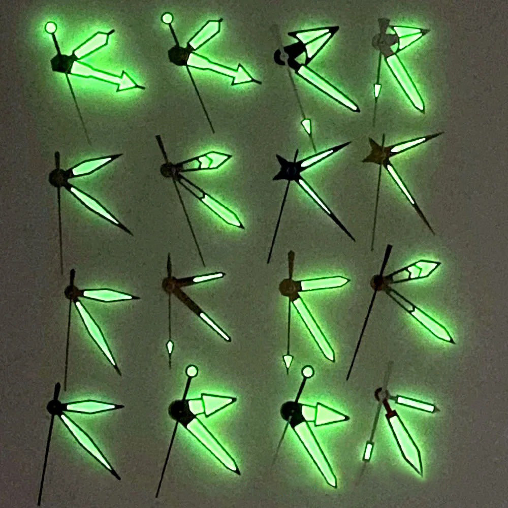 Green luminous watch hands set, compatible with NH35 NH36 7s36 7s25 7s35 6r15 movements.