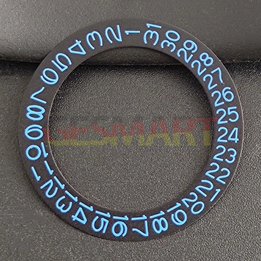 Black background watch date disk overlay with blue character for NH35 NH36 movements.