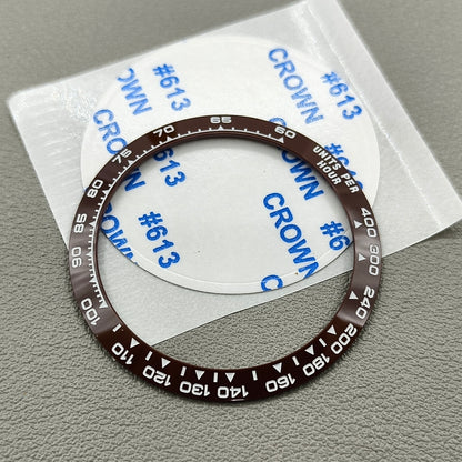 37.65*30.7mm Ceramic Watch Bezel Slope Brown Background White Font for Daytona