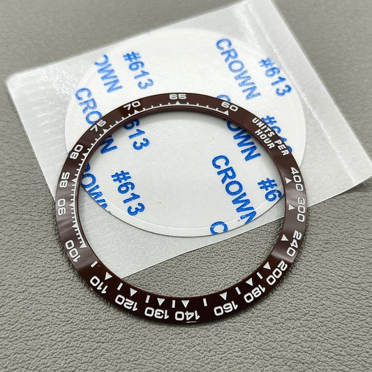 37.65*30.7mm Ceramic Watch Bezel Slope Brown Background White Font for Daytona