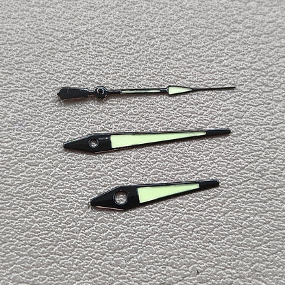 2 Sets Black Trim Arrow Shape Green Luminous Watch Hands for ISA 2331
