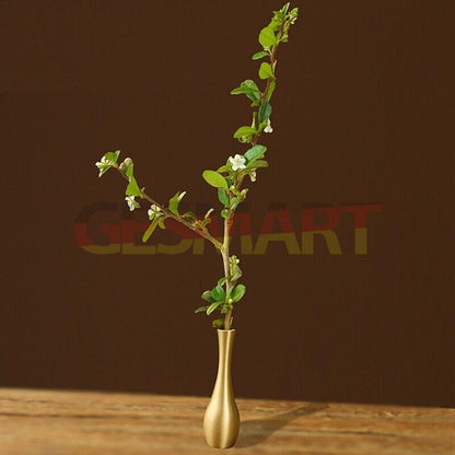 Solid copper mini vase featuring vintage bronze hand-carved figurines, collectible d�cor.