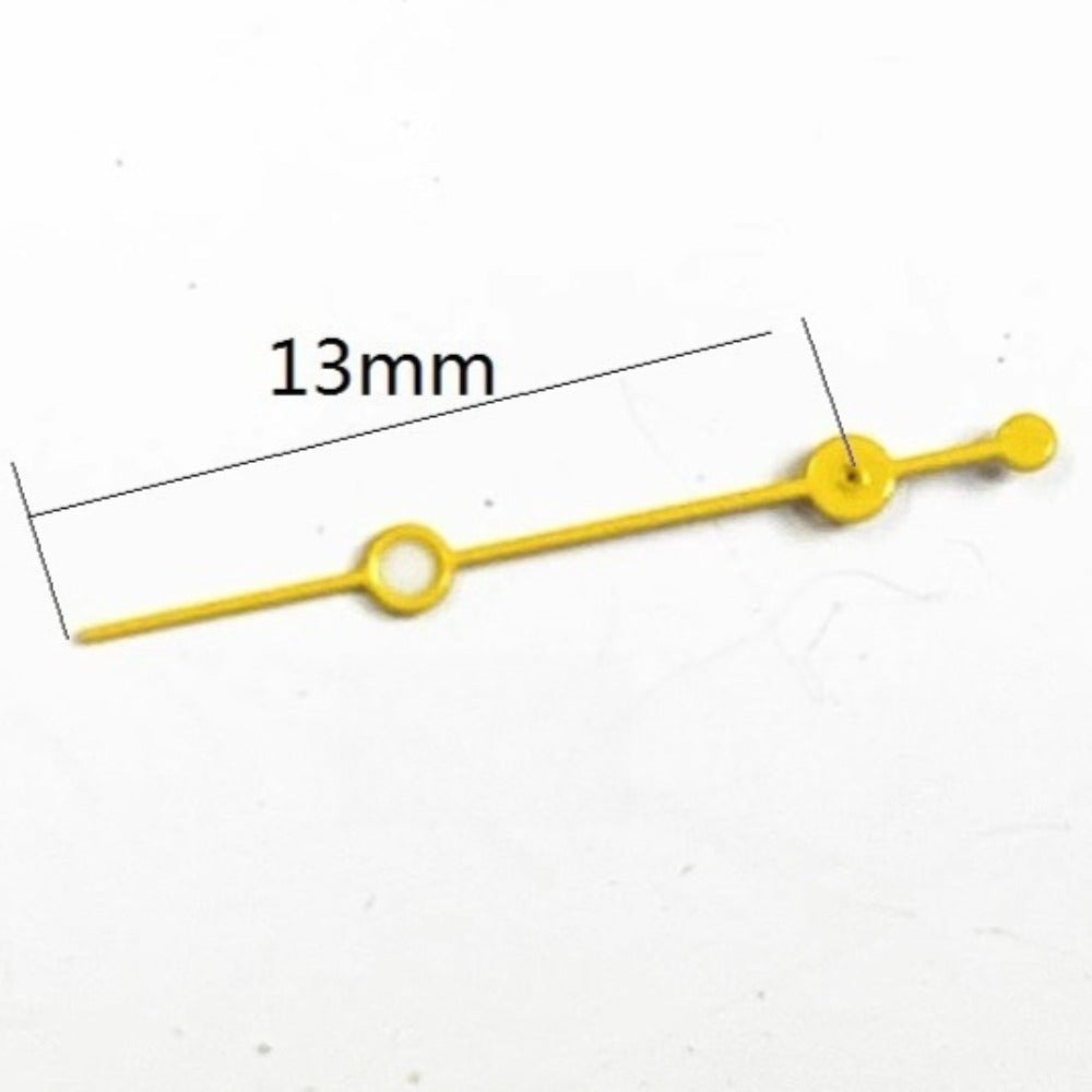 1. Set of 3 yellow 13mm second hands for Miyota OS10 OS20 OS30 watch movements, precise replacement parts.  