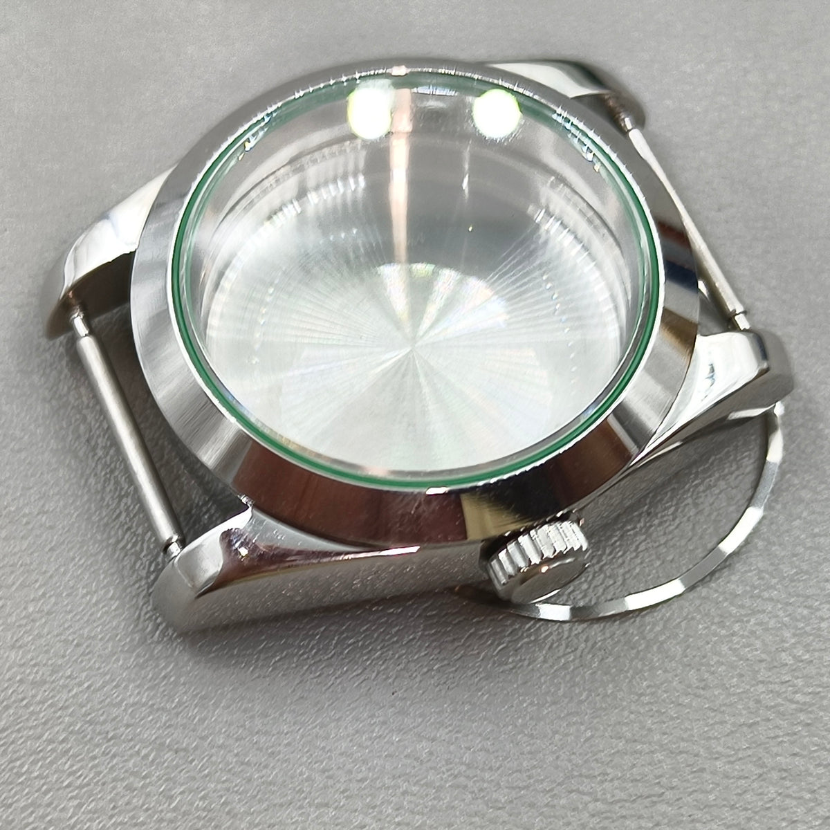 39MM Stainless Steel Silver Watch Case Sapphire Glass Solid Bottom for NH35 NH36 4R