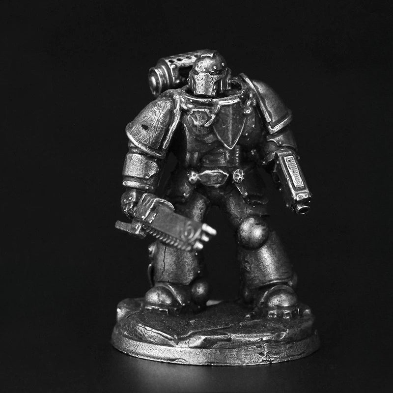 Power Armor Chainsaw Gun Copper Figurine White Bronze Sci-Fi Wargame 330-6