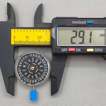 Seiko NH36A Black Automatic Mechanical Movement Green Lume Crown Position@3.8