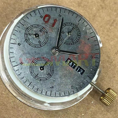 Dandong 7750 automatic watch movement with single calendar at 3 o'clock, precision mechanical accessory.