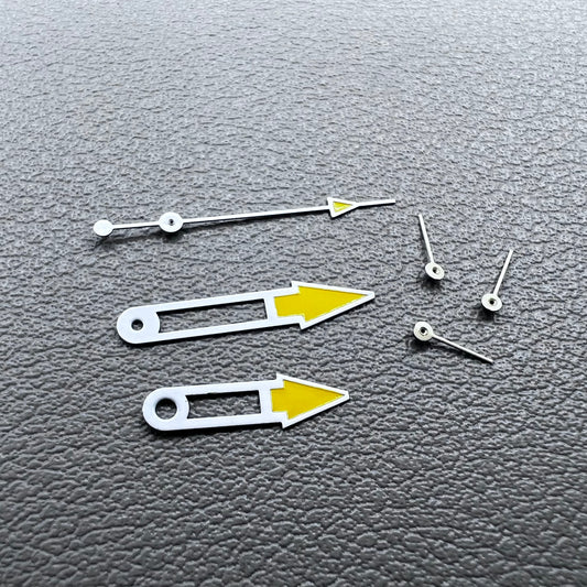 2 Sets 14.5mm White Trim Yellow Painted Watch Hands for Miyota OS10 OS20 OS30