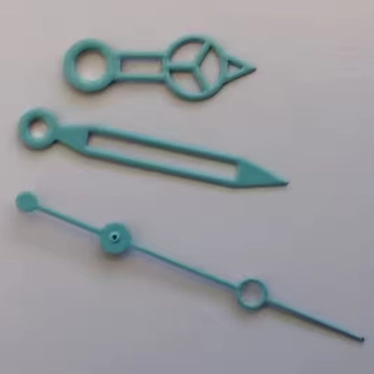 Blue Hollow watch hands 7.75x12x12.5mm for NH35/36/4R/7S movement, precision fit by Blue Hollow.