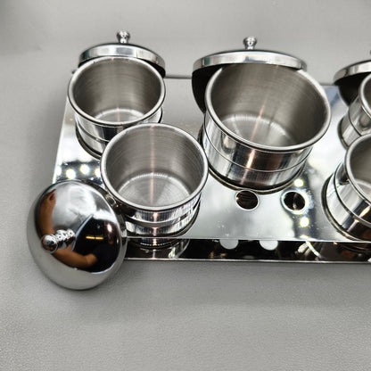 5 Cups Stainless Steel Watchmakers Watch Oil Benzine Cup with Anti-Leak Cover
