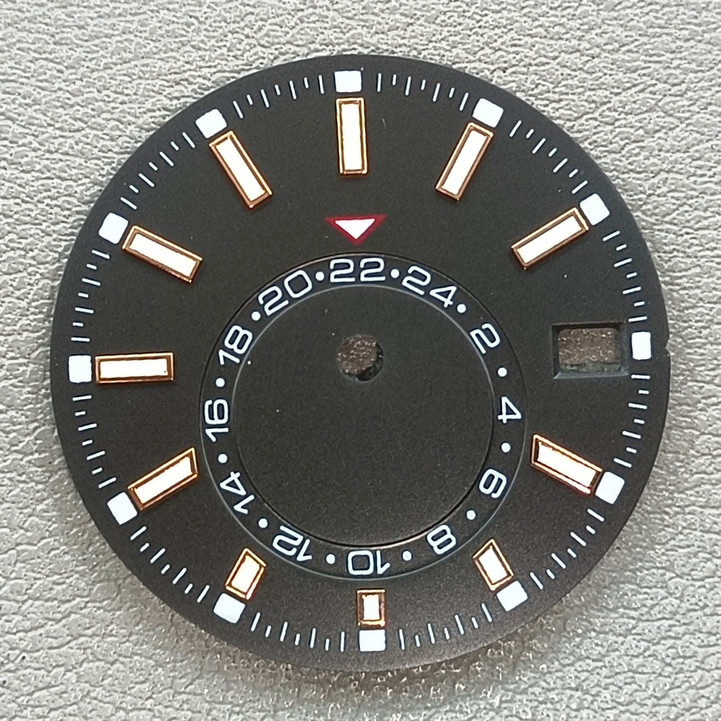 28.5mm Silver Nail Black Watch Dial For NH35 Movement Green Lume No Logo 24-Hour