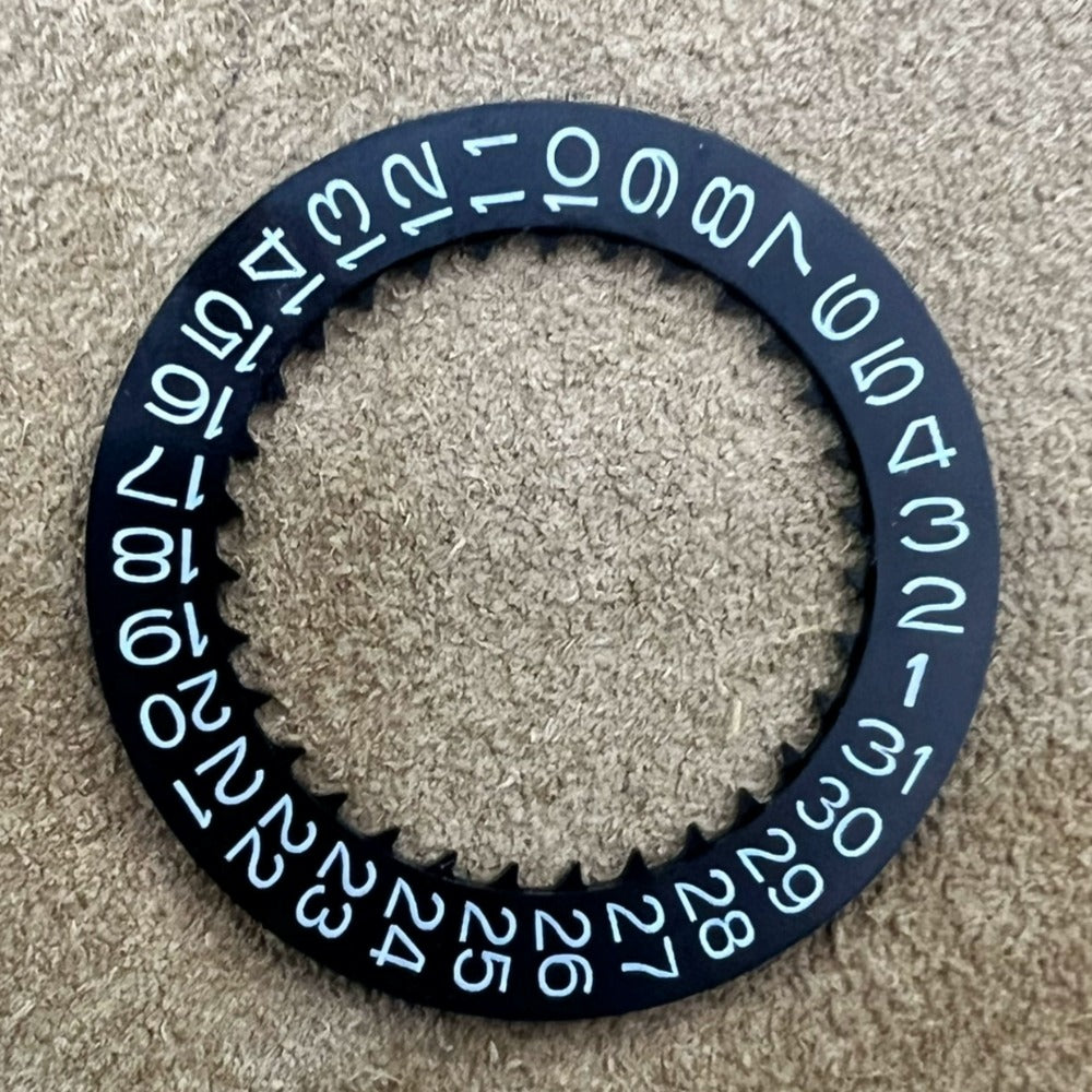 Black date disk wheel for NH34 NH35 watch movement with date display at 3 o'clock.