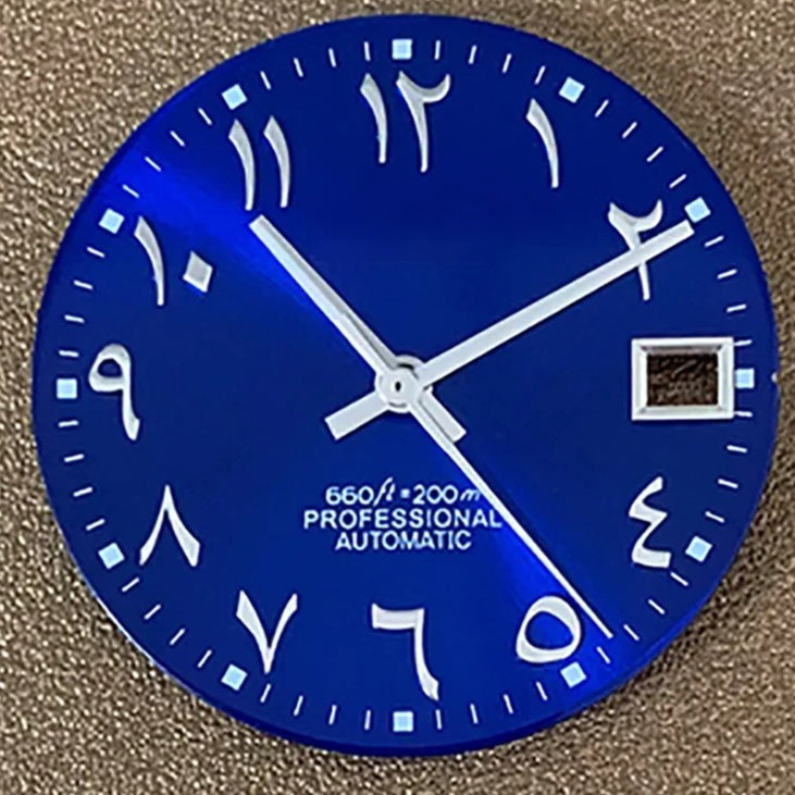 Blue Arabic No Lume 28.5mm Watch Dial+Hands Fit For NH35 NH36 Mechanical
