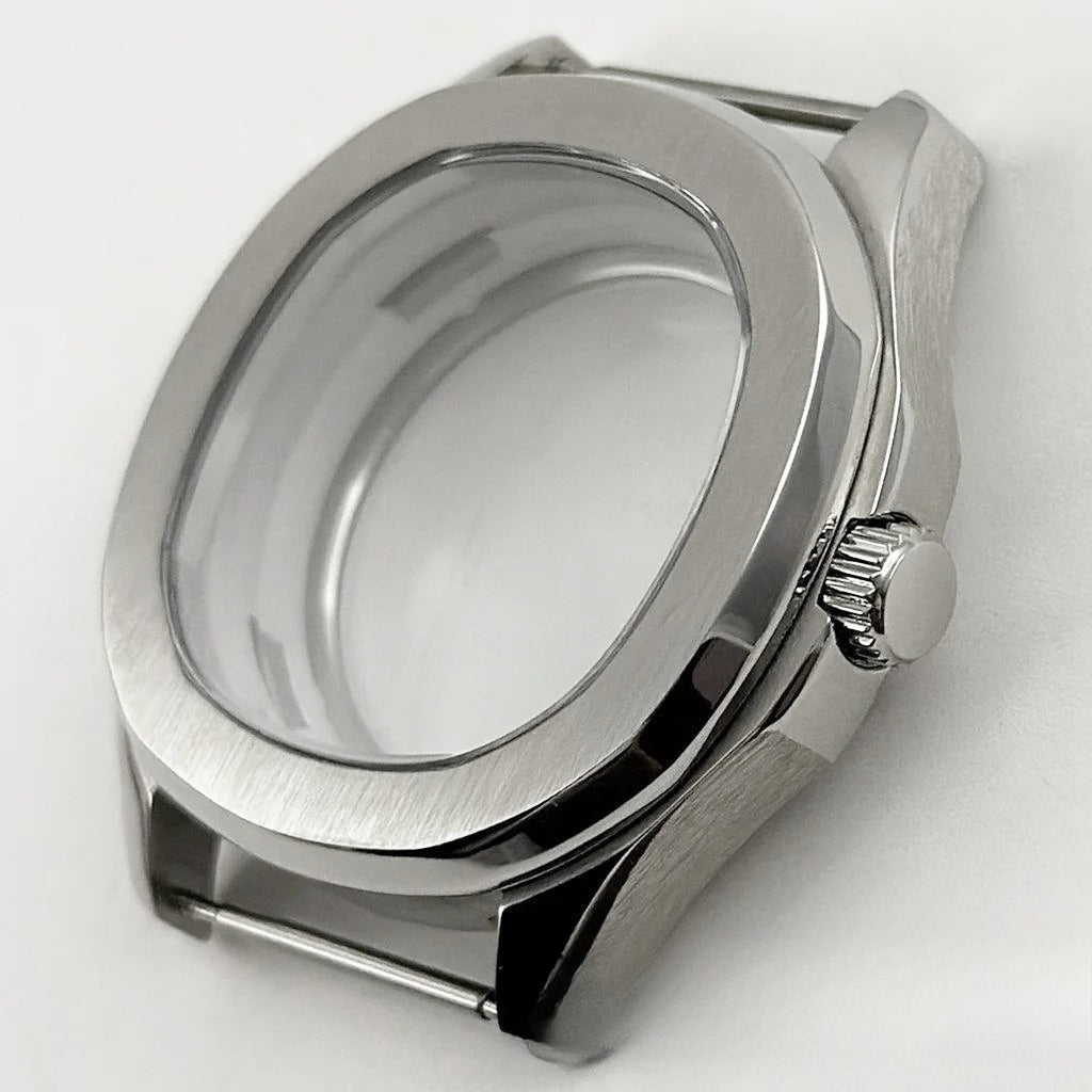 Brown Rubber Strap 40mm Sapphire Glass Watch Case for NH34 NH35 NH36 NH38 4R35