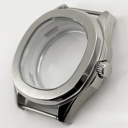 Brown Rubber Strap 40mm Sapphire Glass Watch Case for NH34 NH35 NH36 NH38 4R35