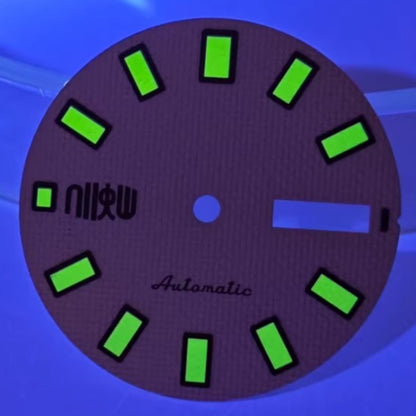 28.5mm Green Lume Light Yellow Woven Pattern Watch Dial Fit for NH36 Movement