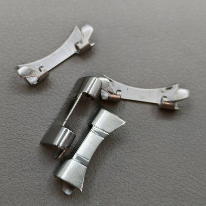 4 PIECES Silver Polished Curved End Links Spring Bars Bracelet Watch Band Strap