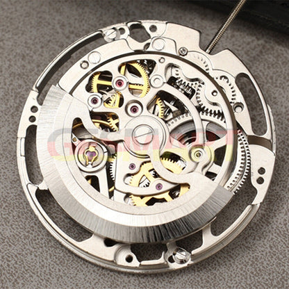 Dandong Silver hollow automatic watch accessory showcasing precise second stop timing feature.