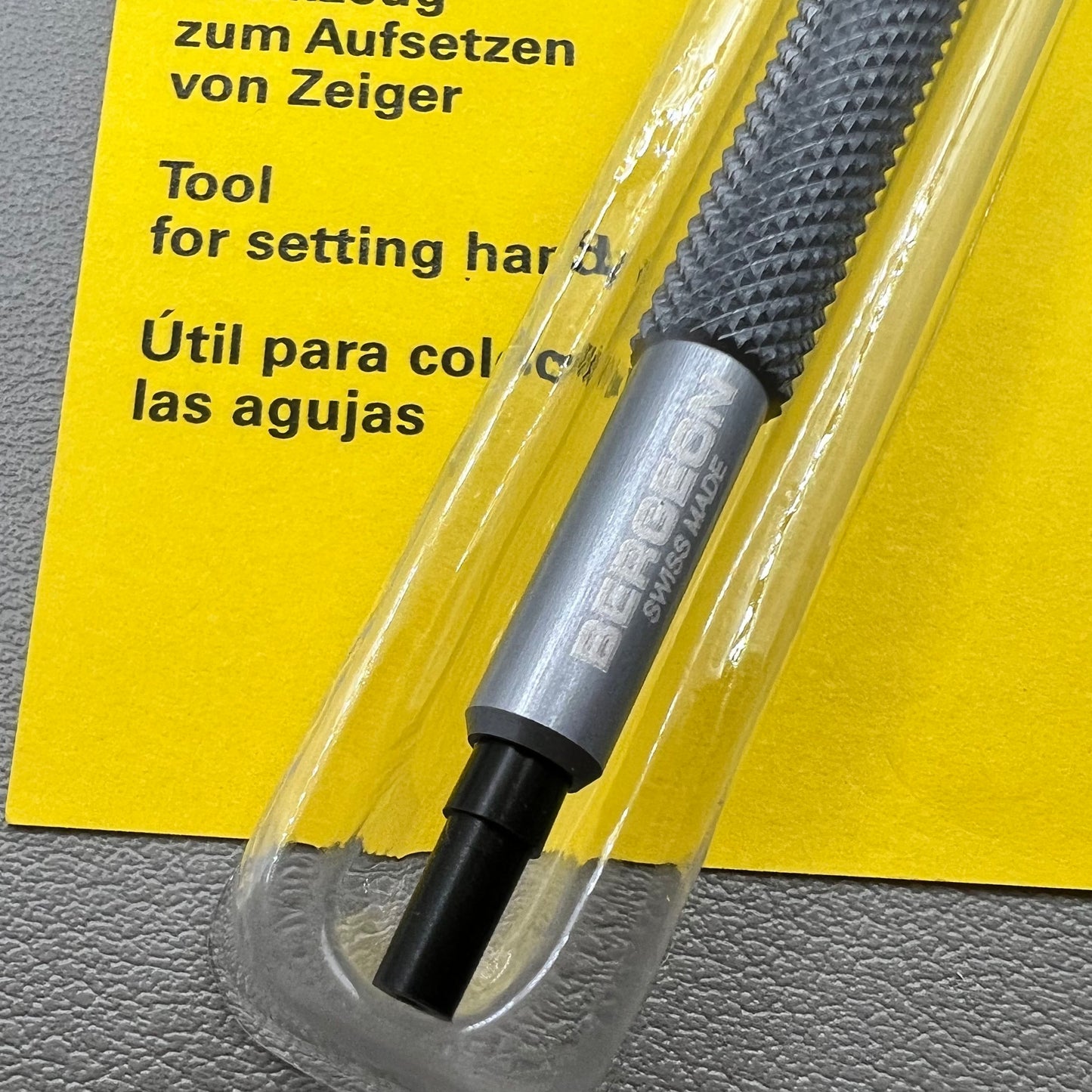 Swiss Bergeon 7404-1 watch hand fitting tool with ergonomic design for precise watch hand installation