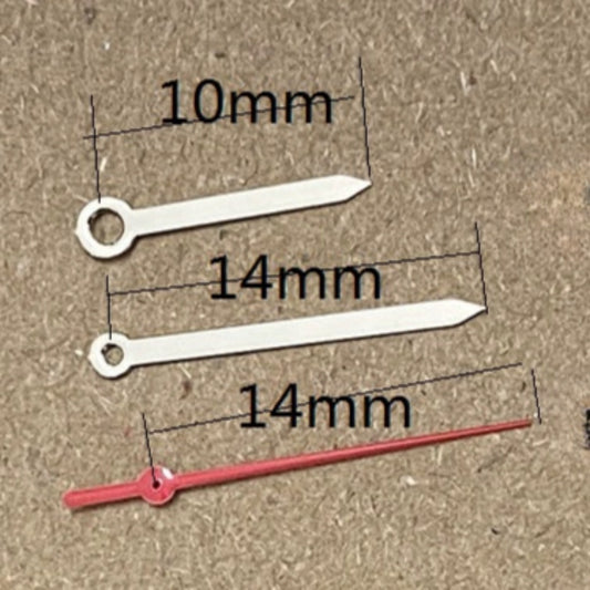 Aiguilles de montre en forme de flèche argentée et rouge 10 x 14 x 14 mm pour mouvement à quartz Ronda 515